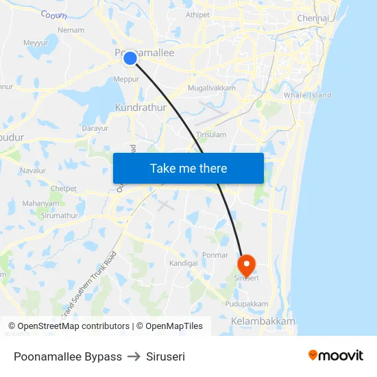 Poonamallee Bypass to Siruseri map