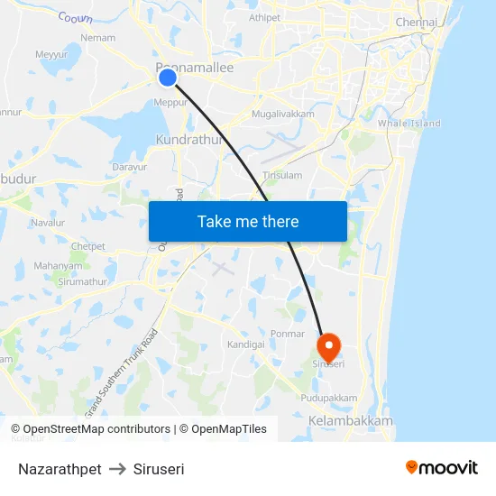 Nazarathpet to Siruseri map