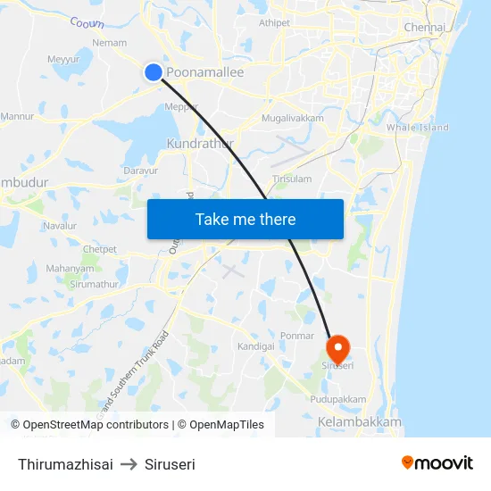 Thirumazhisai to Siruseri map