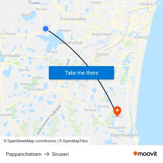 Pappanchatram to Siruseri map