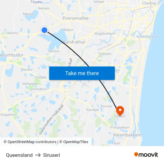 Queensland to Siruseri map