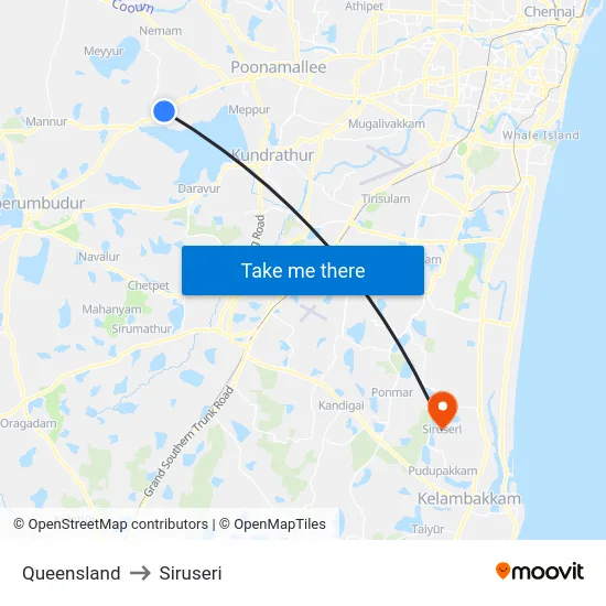 Queensland to Siruseri map