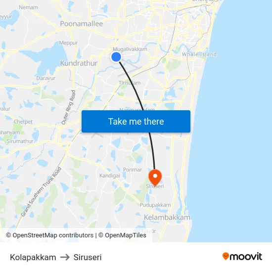 Kolapakkam to Siruseri map