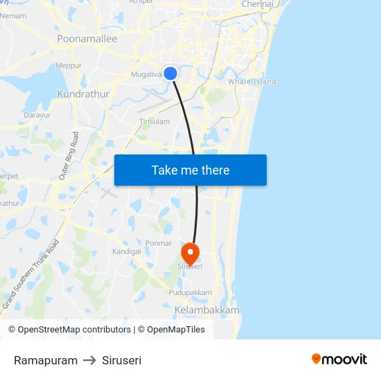 Ramapuram to Siruseri map
