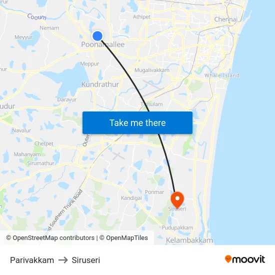 Parivakkam to Siruseri map
