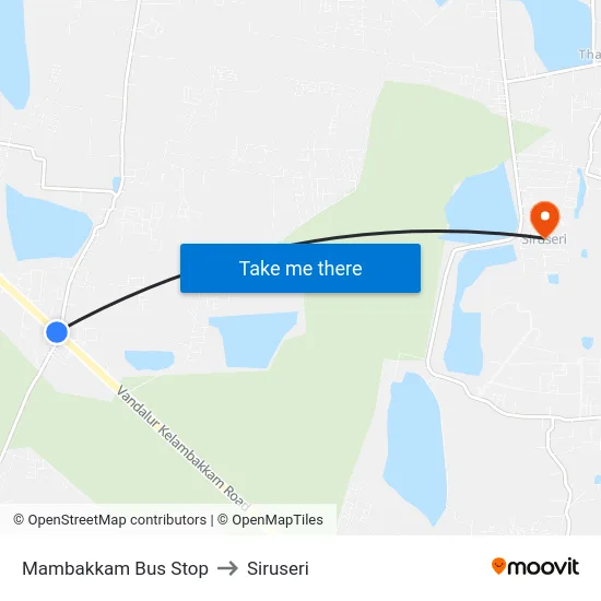 Mambakkam Bus Stop to Siruseri map
