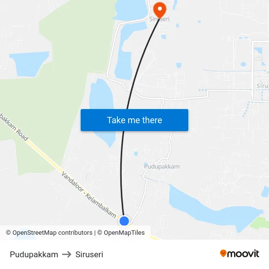 Pudupakkam to Siruseri map