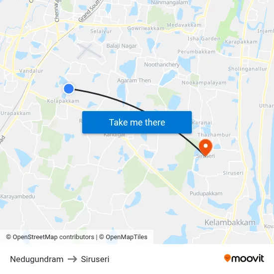 Nedugundram to Siruseri map