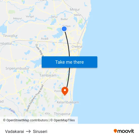 Vadakarai to Siruseri map
