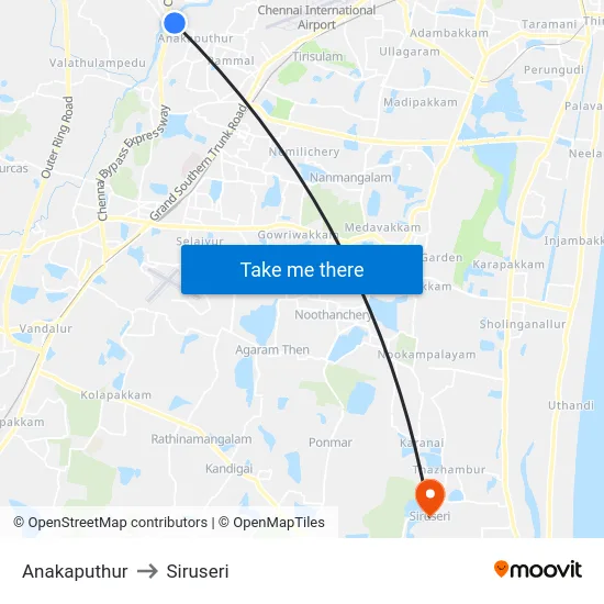 Anakaputhur to Siruseri map