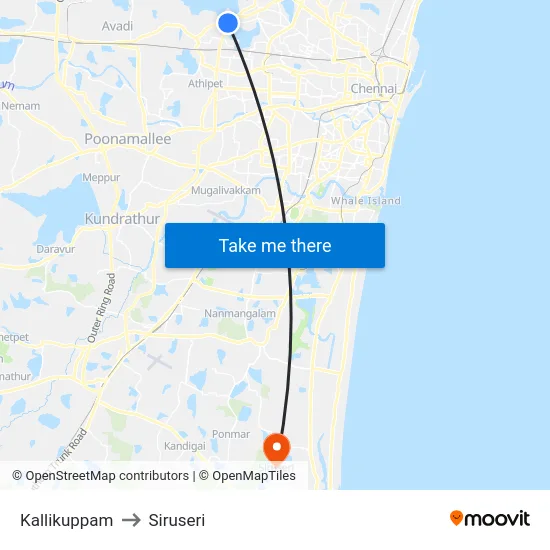 Kallikuppam to Siruseri map