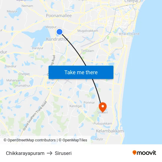 Chikkarayapuram to Siruseri map