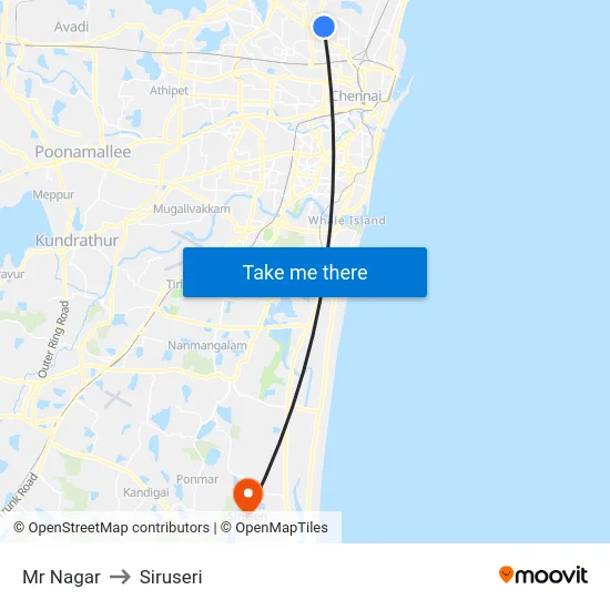 Mr Nagar to Siruseri map