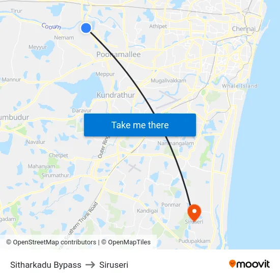 Sitharkadu Bypass to Siruseri map