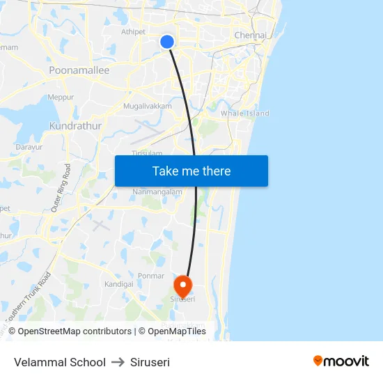 Velammal School to Siruseri map