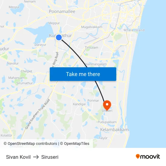 Sivan Kovil to Siruseri map