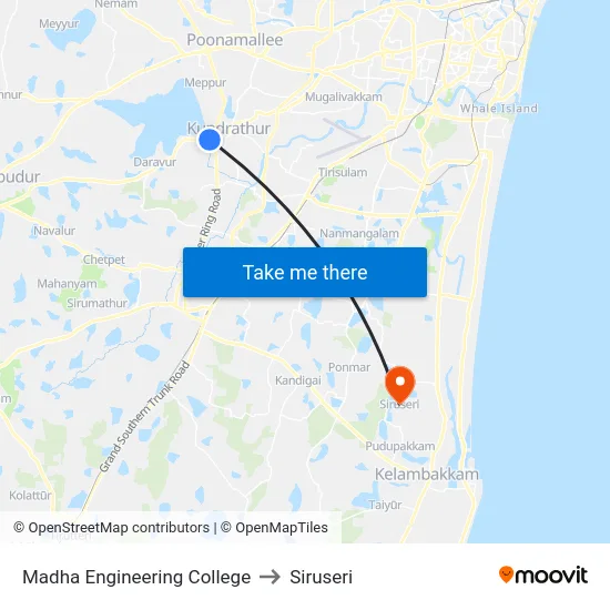 Madha Engineering College to Siruseri map
