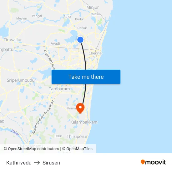 Kathirvedu to Siruseri map