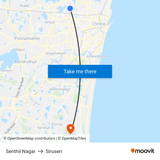 Senthil Nagar to Siruseri map