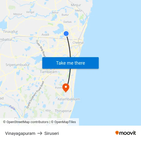 Vinayagapuram to Siruseri map