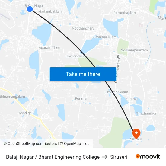 Balaji Nagar / Bharat Engineering College to Siruseri map