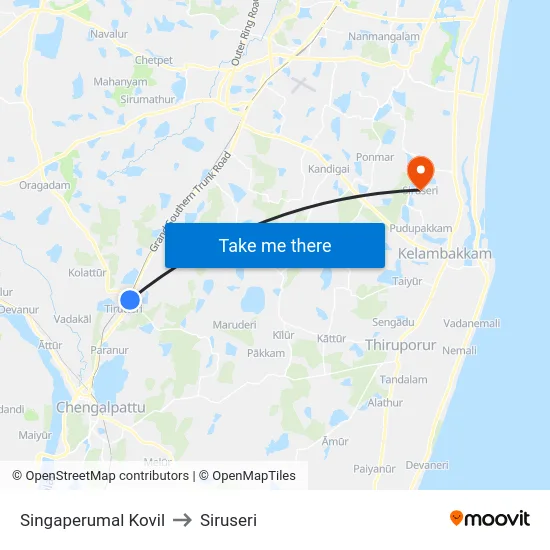 Singaperumal Kovil to Siruseri map