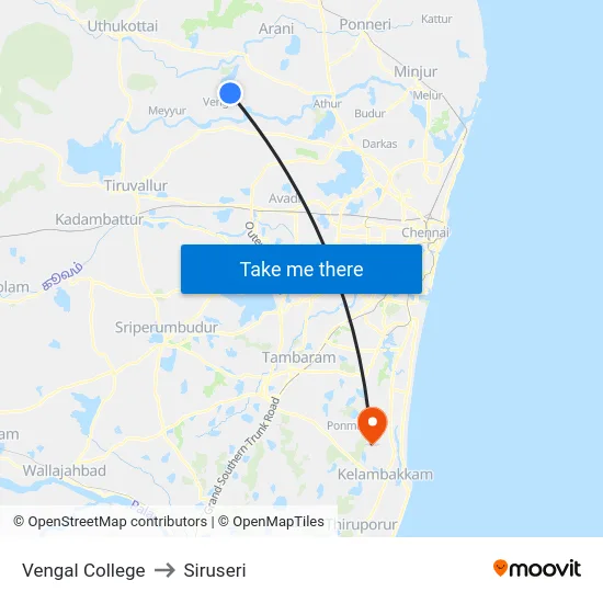Vengal College to Siruseri map
