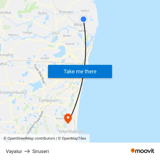 Vayalur to Siruseri map