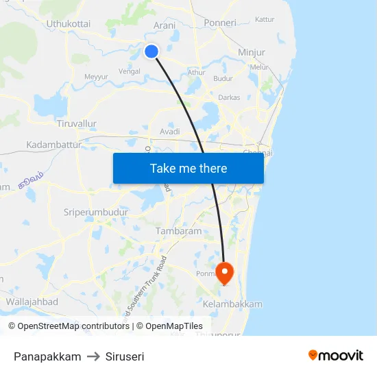 Panapakkam to Siruseri map