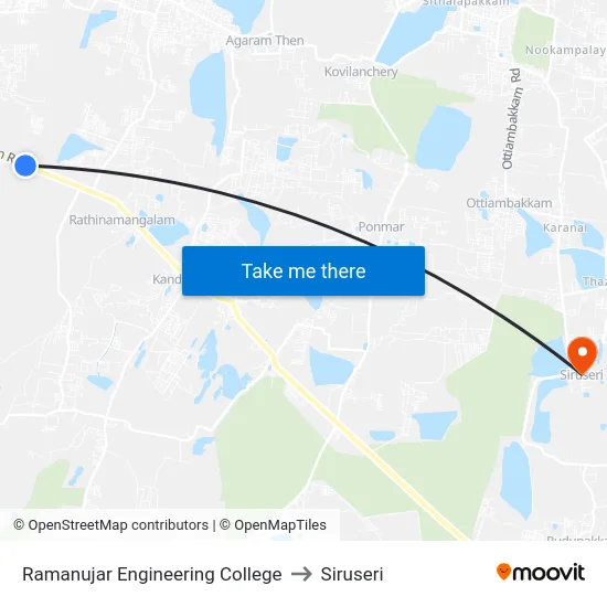 Ramanujar Engineering College to Siruseri map