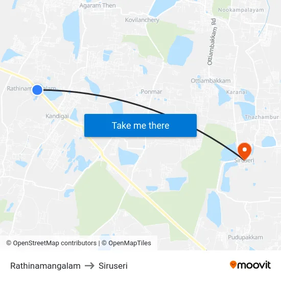 Rathinamangalam to Siruseri map
