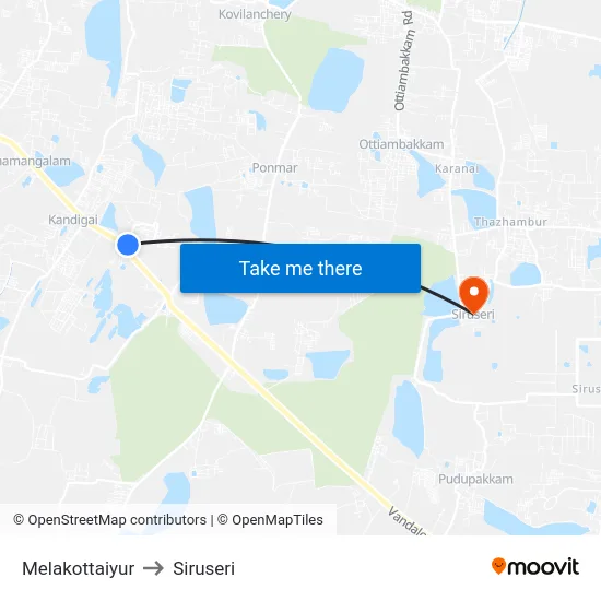 Melakottaiyur to Siruseri map