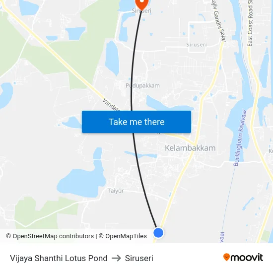 Vijaya Shanthi Lotus Pond to Siruseri map