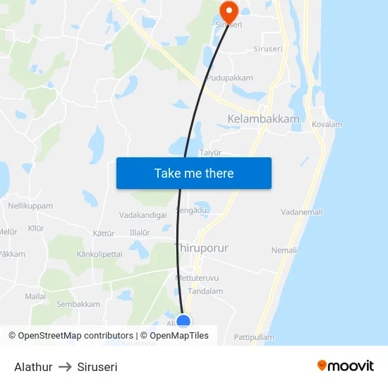 Alathur to Siruseri map