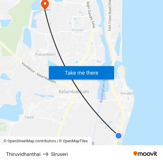 Thiruvidhanthai to Siruseri map
