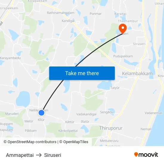 Ammapettai to Siruseri map