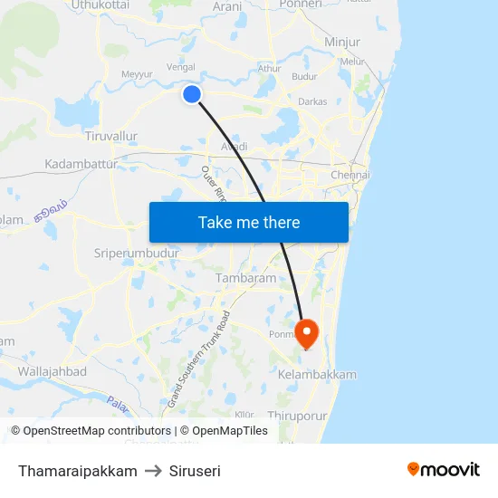 Thamaraipakkam to Siruseri map
