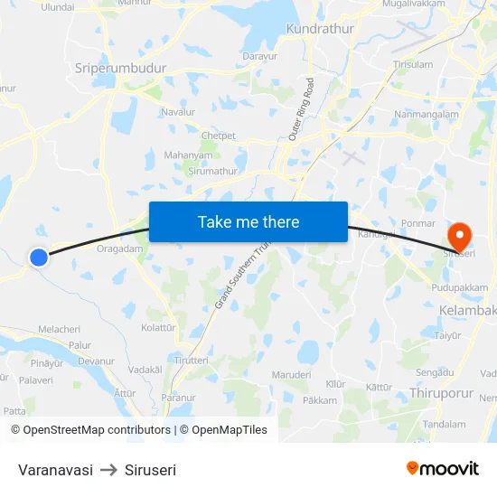 Varanavasi to Siruseri map