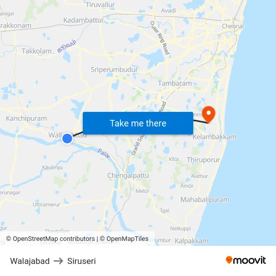 Walajabad to Siruseri map