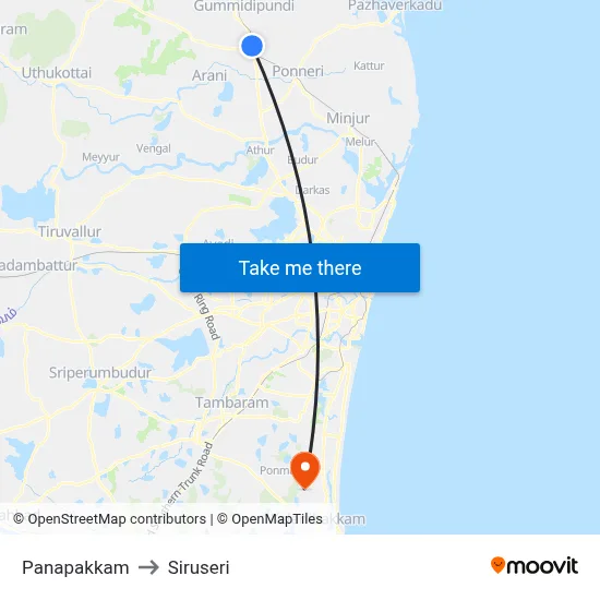 Panapakkam to Siruseri map