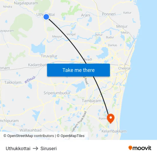 Uthukkottai to Siruseri map