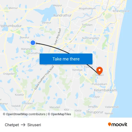 Chetpet to Siruseri map