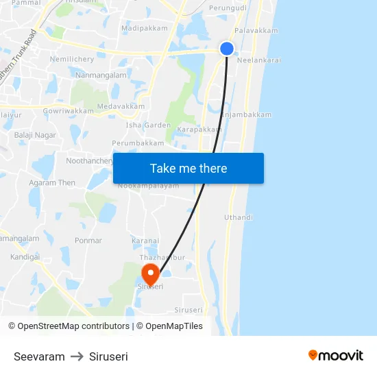 Seevaram to Siruseri map