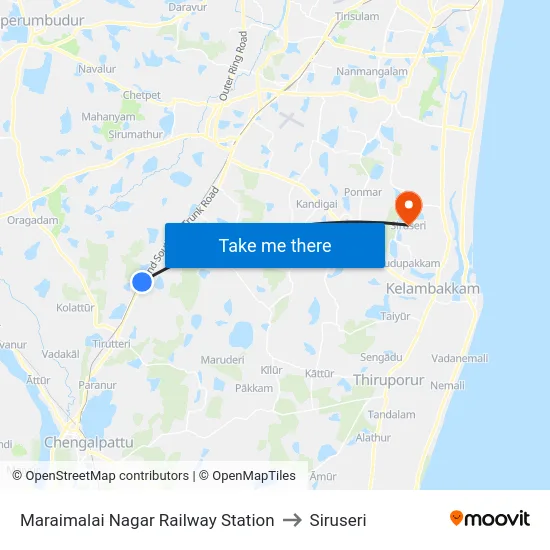 Maraimalai Nagar Railway Station to Siruseri map