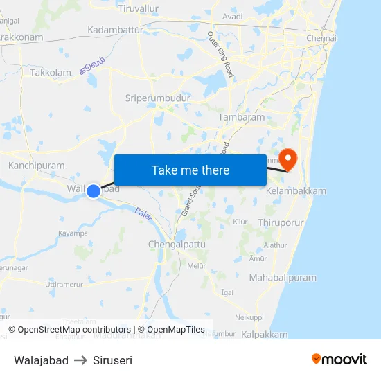 Walajabad to Siruseri map