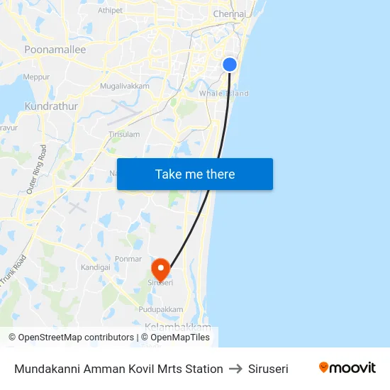 Mundakanni Amman Kovil Mrts Station to Siruseri map
