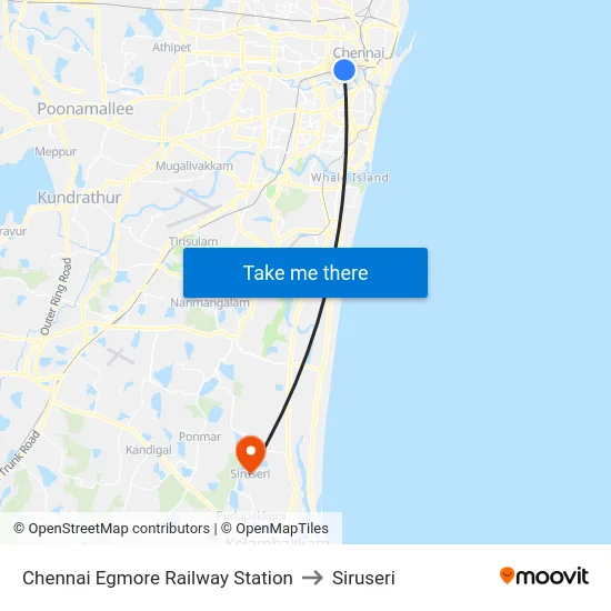 Chennai Egmore Railway Station to Siruseri map
