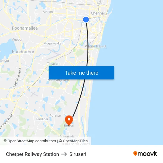 Chetpet Railway Station to Siruseri map