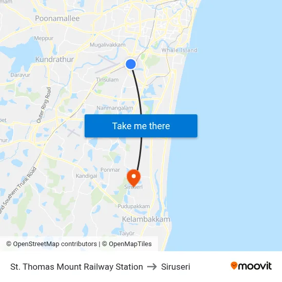 St. Thomas Mount Railway  Station to Siruseri map