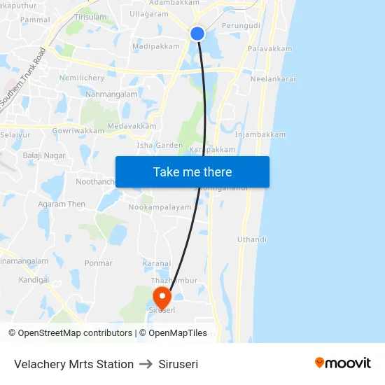 Velachery Mrts Station to Siruseri map